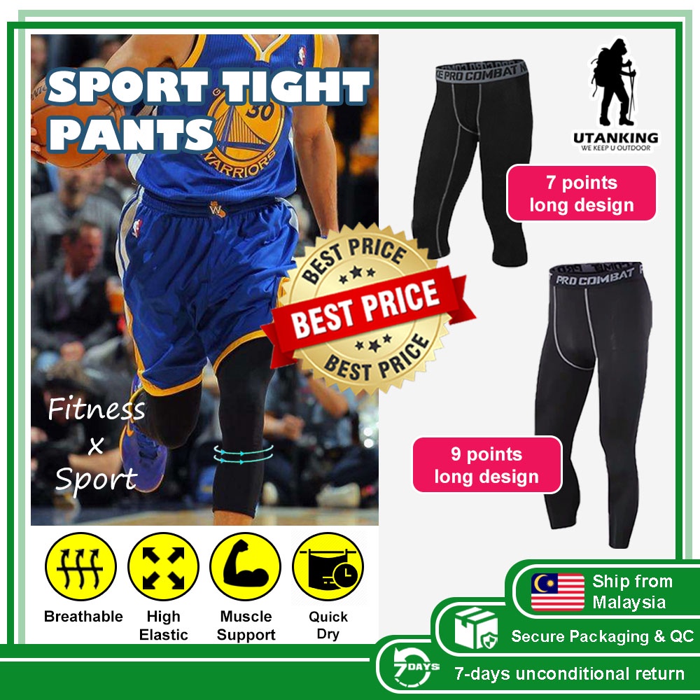 Men Compression Pant Sports Pant Cycling Tight Pants 9 Points Basketball Long Leggings 7 Points Shorts Pant Seluar Sukan