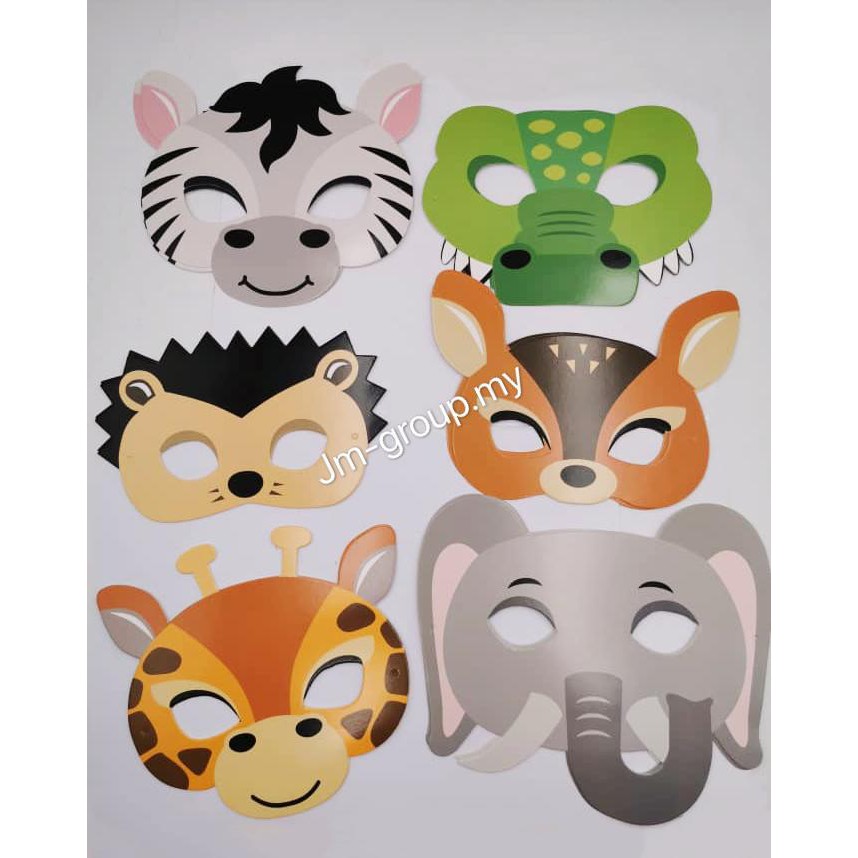 12 FOAM ZOO ANIMAL MASKS Kids Party Favor Lion Tiger Giraffe Monkey #ST72 