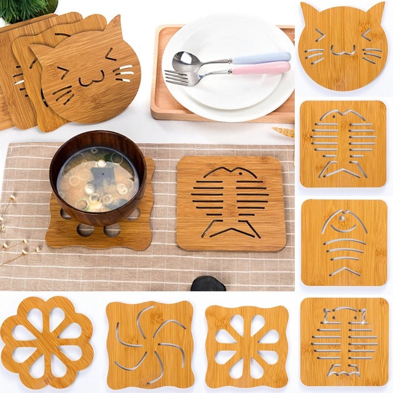 Ready Stock Malaysia Cute Kitchen Wood Anti Heat Hot Pot Table Mat