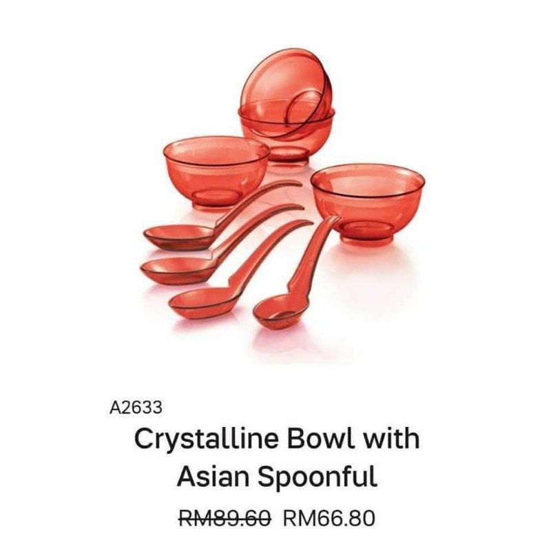 Tupperware Crystalline Bowl with Asian Spoon Set