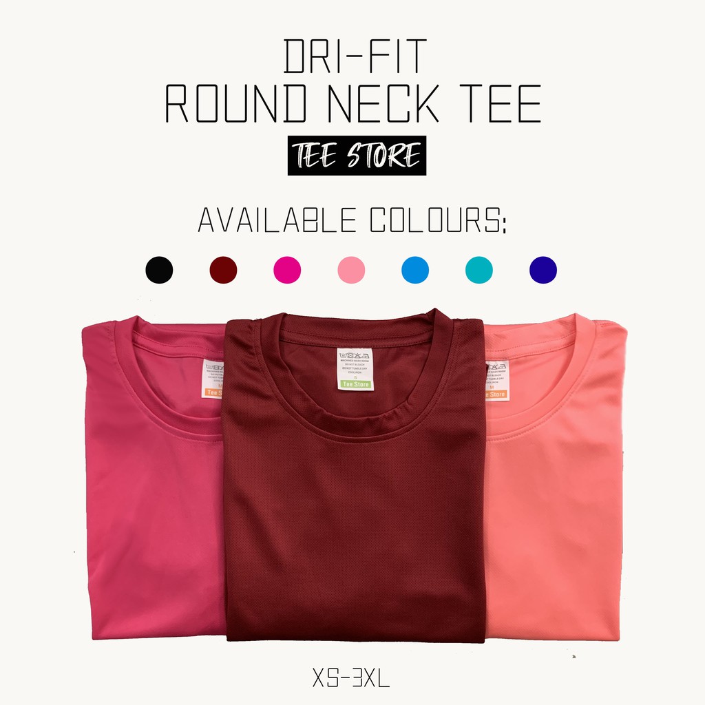 [Tee Store] Plain Microfiber Round Neck Short Sleeve T-Shirt (Unisex /Dri Fit/Quick Dry/Sport Tee/Multi Color Selection)