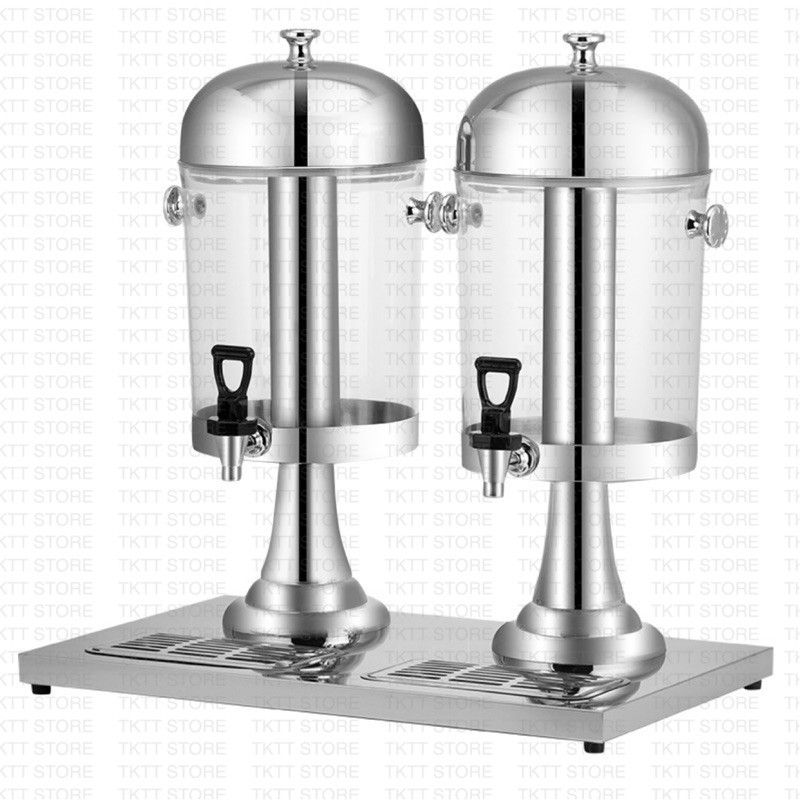 TKTT Stainless Steel Dual Polycarbonate Juice Dispenser Ice Chamber