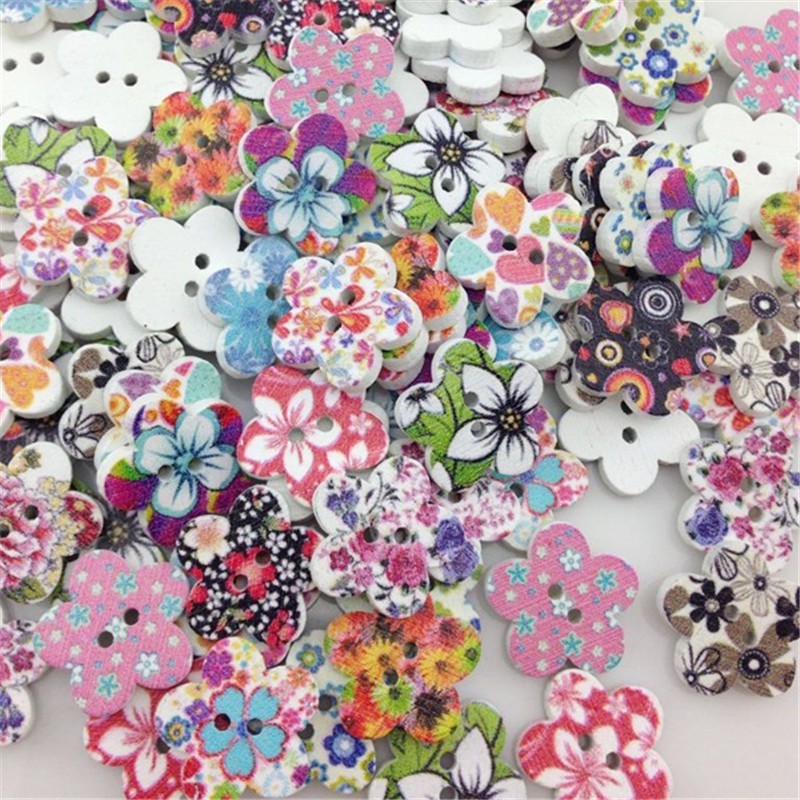 50 pcs Mix Sunflowers Wood Buttons 15mm Sewing Craft Lots WB315 