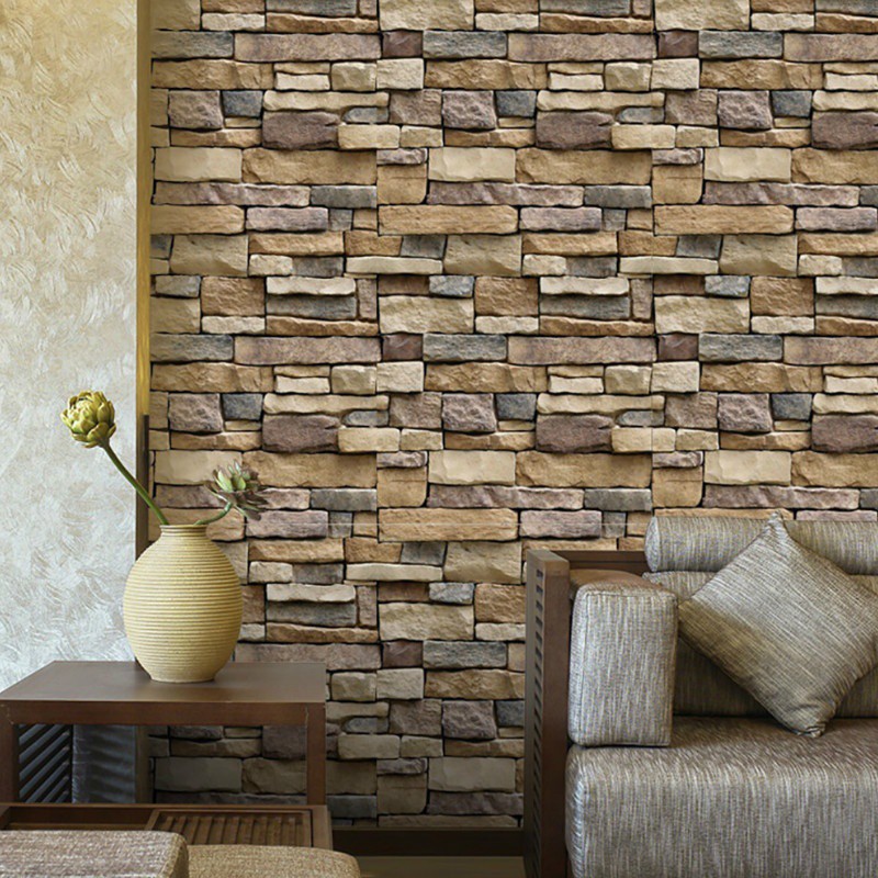Creative 3D Wallpaper Wall Decor Embossed Brick Stone | Shopee Malaysia