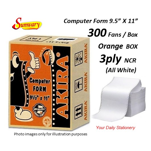 3 ply Computer Form NCR (9.5" X 11") All White Paper 3ply computer