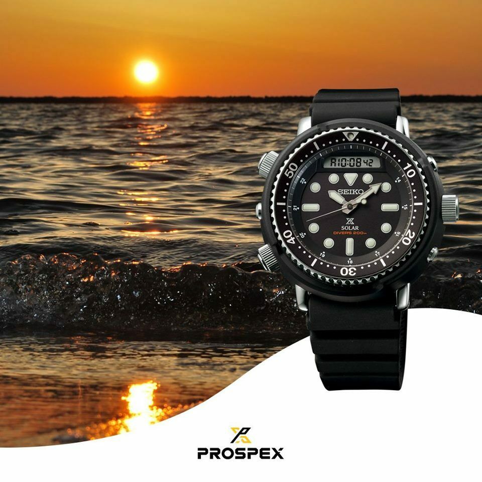 Seiko Prospex Arnie SNJ025P1 Solar Divers 200M Dual Time Analog-Digital  Black Silicone Strap Gents Watch | Shopee Malaysia