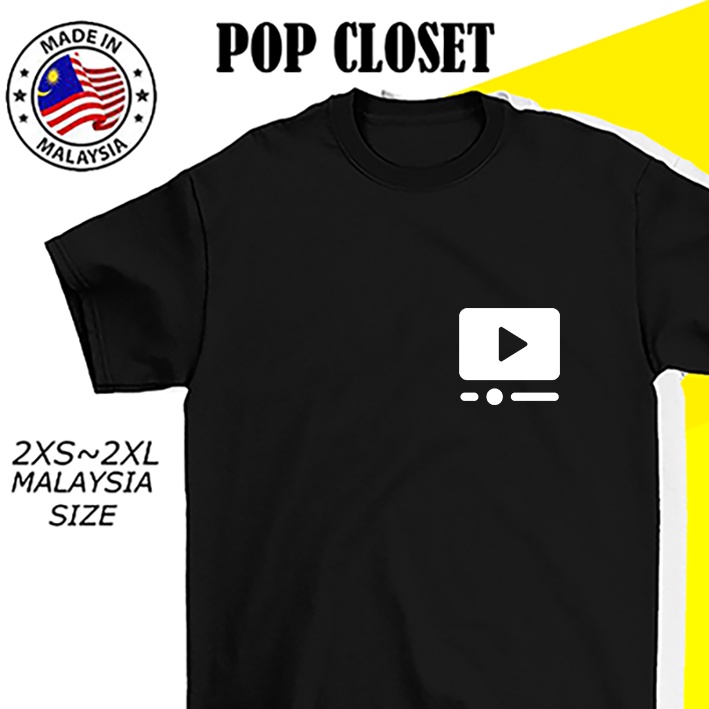 VIDEO PLAYER PLAY BUTTON GRAPHIC SIMPLE TEE COTTON T-SHIRT PEREMPUAN LELAKI BAJU LENGAN PENDEK VIRAL