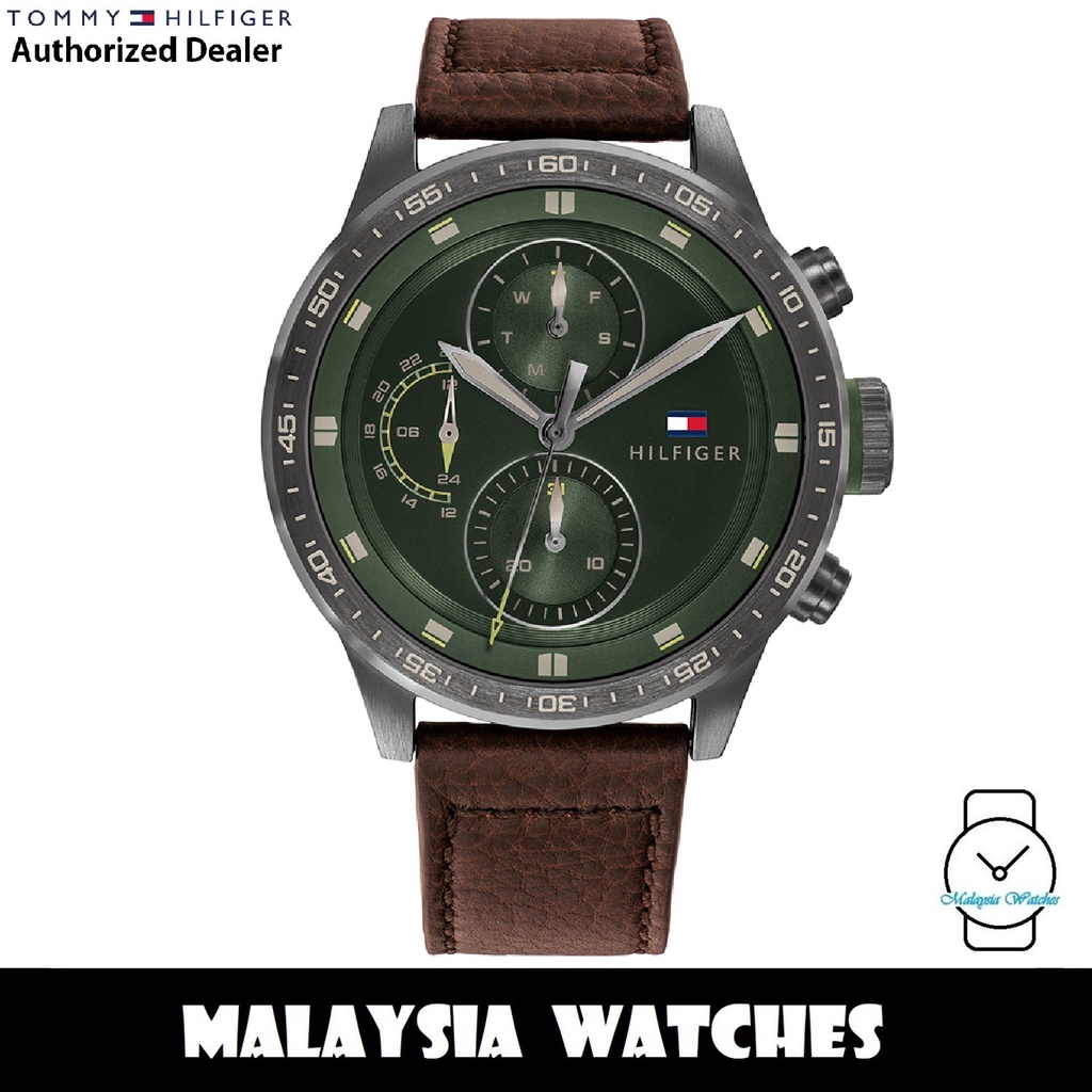 100% Original) Tommy 1791809 Trent Quartz Green Dial Brown Strap Men's Watch Years Warranty) | Shopee Malaysia