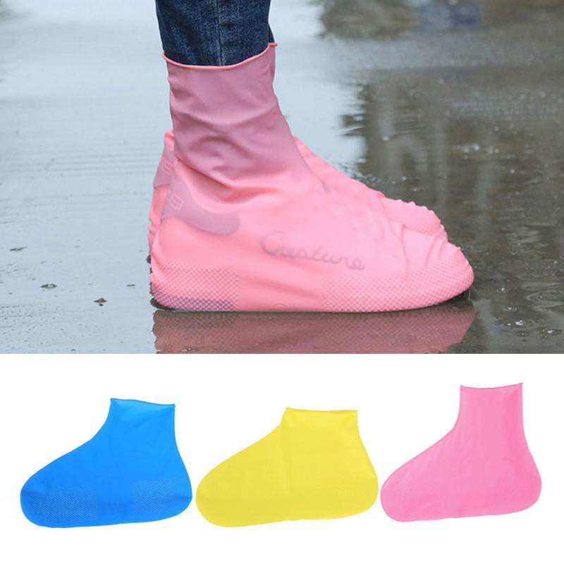 1 Pair Unisex Reusable Waterproof Shoes Covers Slip-Resistant Rubber Rain Boots 
