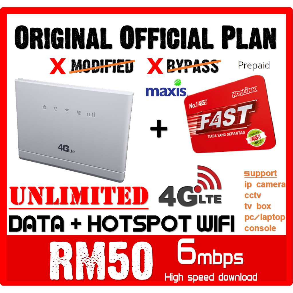 **4G HOME WIFI**UNLIMITED DATA HOTSPOT HOTLINK MAXIS ...