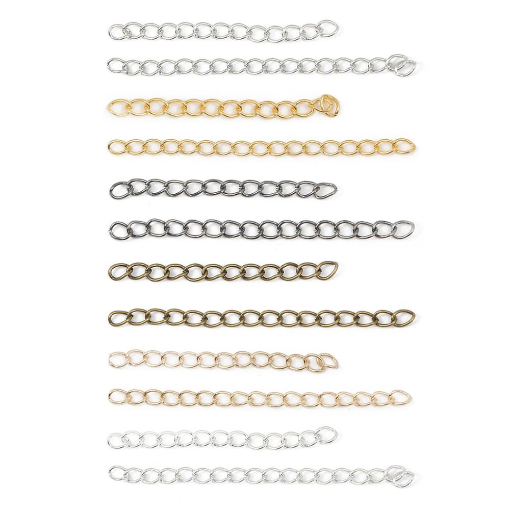 50pcs Necklace Bracelet Extension Chain Fit Lobster Clasps Copper Covered Steel Connectors Chain DIY Craft Jewelry Making