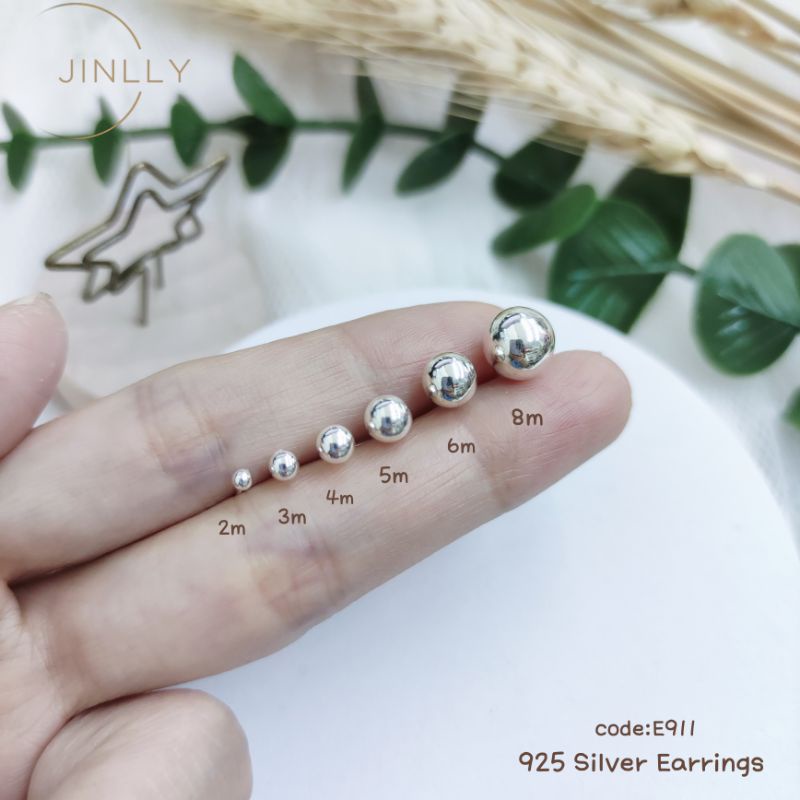 925纯银珠耳环/925 silver ball earrings/subang telinga/subang perak(original silver)