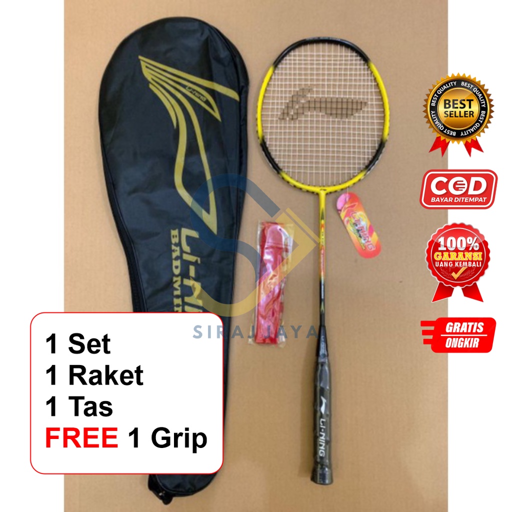 Free Grip Badminton Racket + Bag + String Ready To Use Safe Neat ...