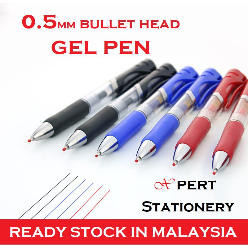 Gel Pen 3 color Red Blue Black press type colors Retractable refillable Smooth in writing K35 water based bullet pens