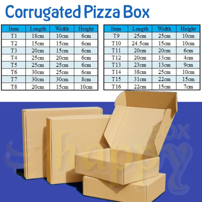 Corrugated Pizza BoxAll Size ( T150/M/T150 BF ) Shopee Malaysia