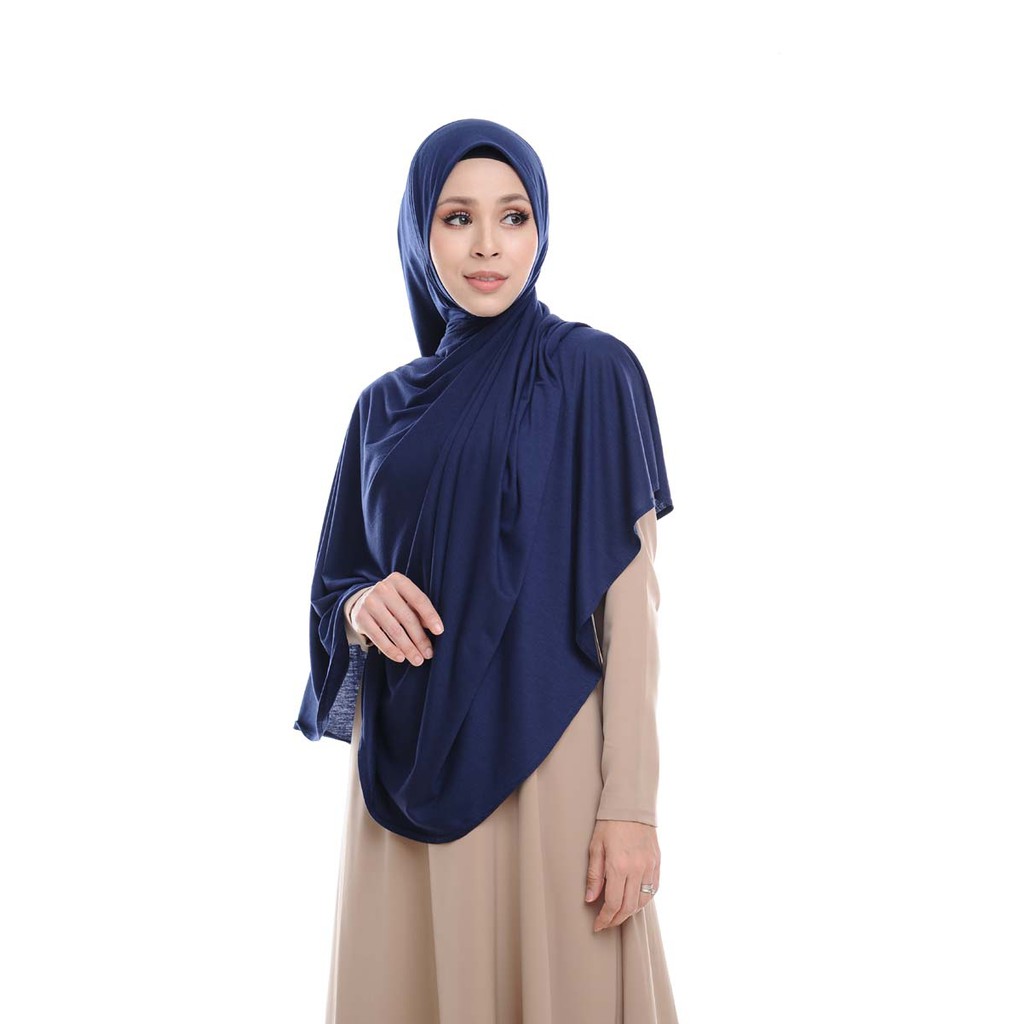 Leanen Tudung Poket Warna Dark Blue Shopee Malaysia