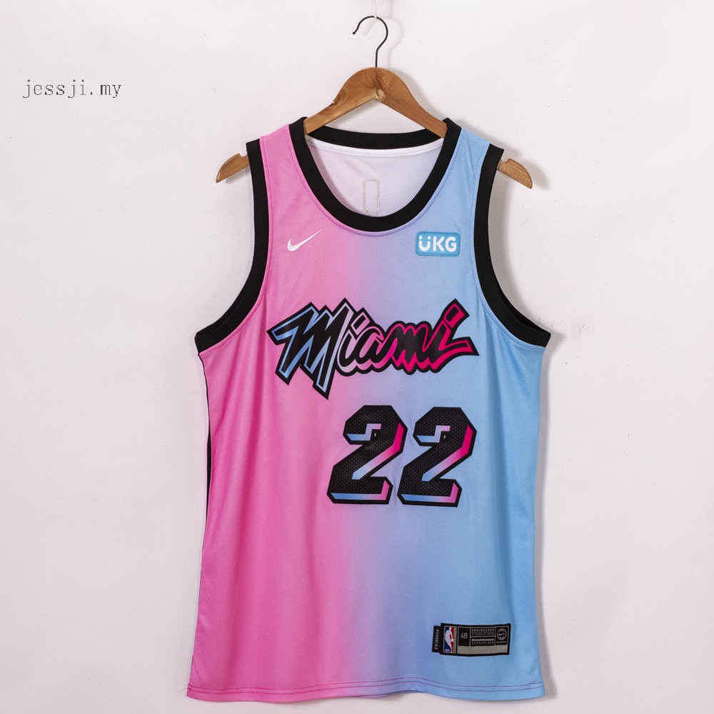 Men's Miami Heat Jimmy Butler Nike Pink/Blue 2020/21 Swingman