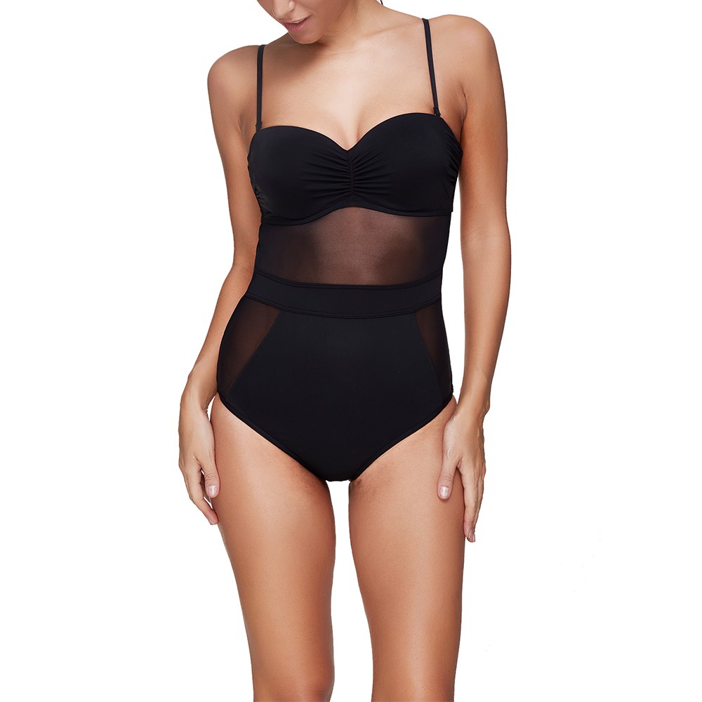 black mesh one piece bathing suit