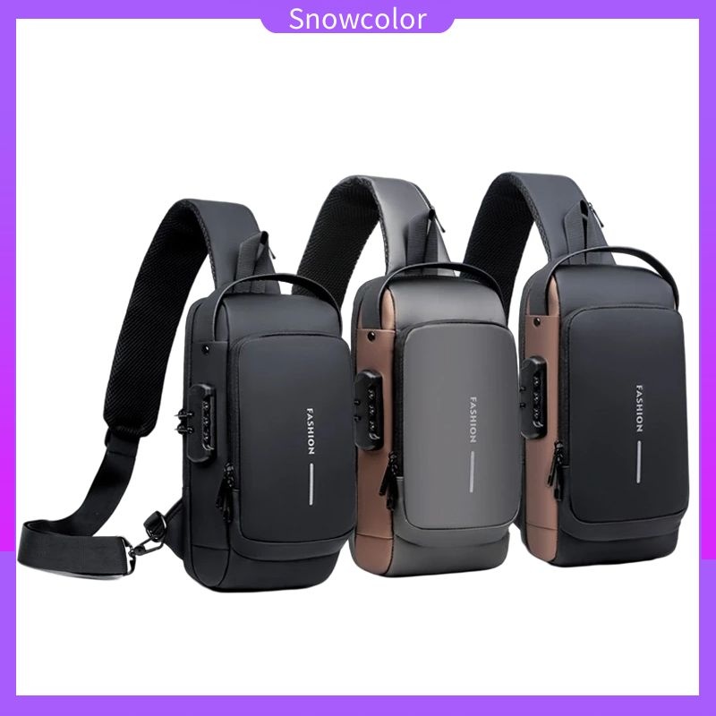 USB With Combination Lock Push Bag Beg Silang Lelaki Waist Chest Pouch