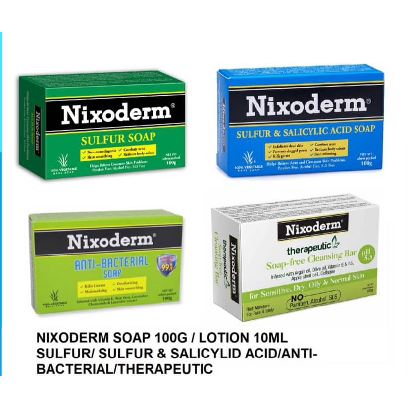 Nixoderm Sulfur Salicyclic Acid Soap 100g Anti Bacterial Soap 100g Therapeutic Soap 100g Antibacterial Handwash 200ml