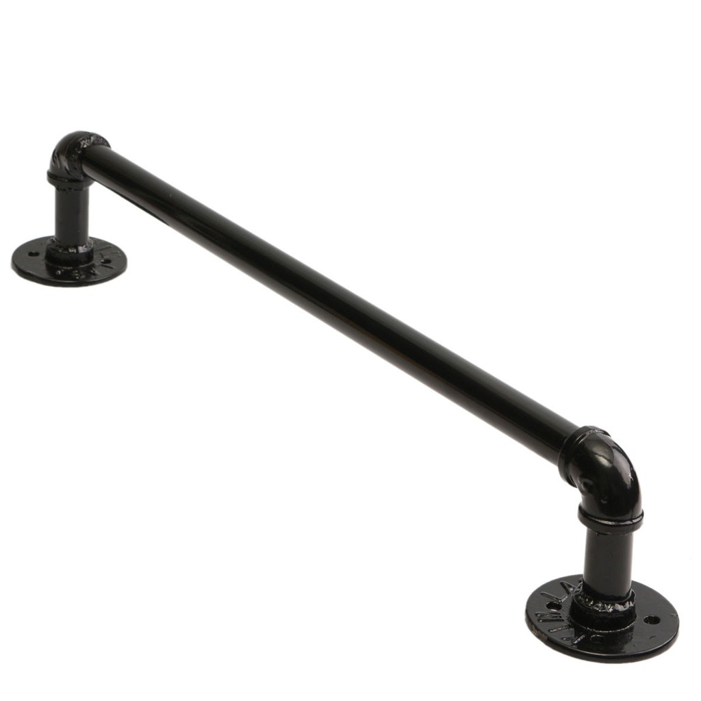 23" Retro Industrial Iron Pipe Towel Rail Rack Shower Room Black W