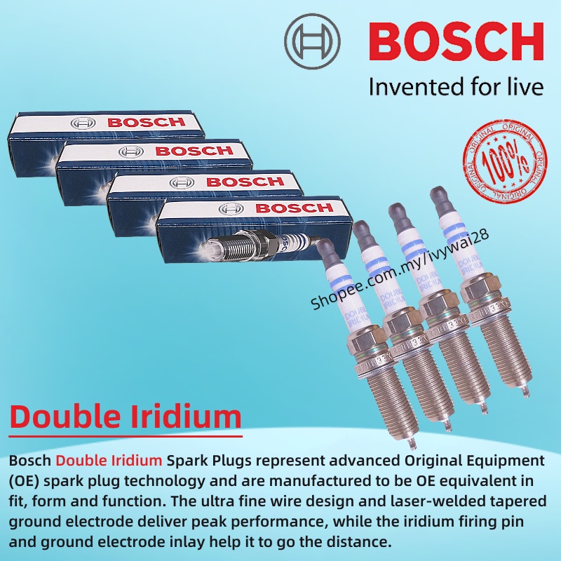 BOSCH Double Iridium Spark Plug PERODUA ARUZ BEZZA 1.3 MYVI 2018 GEN3