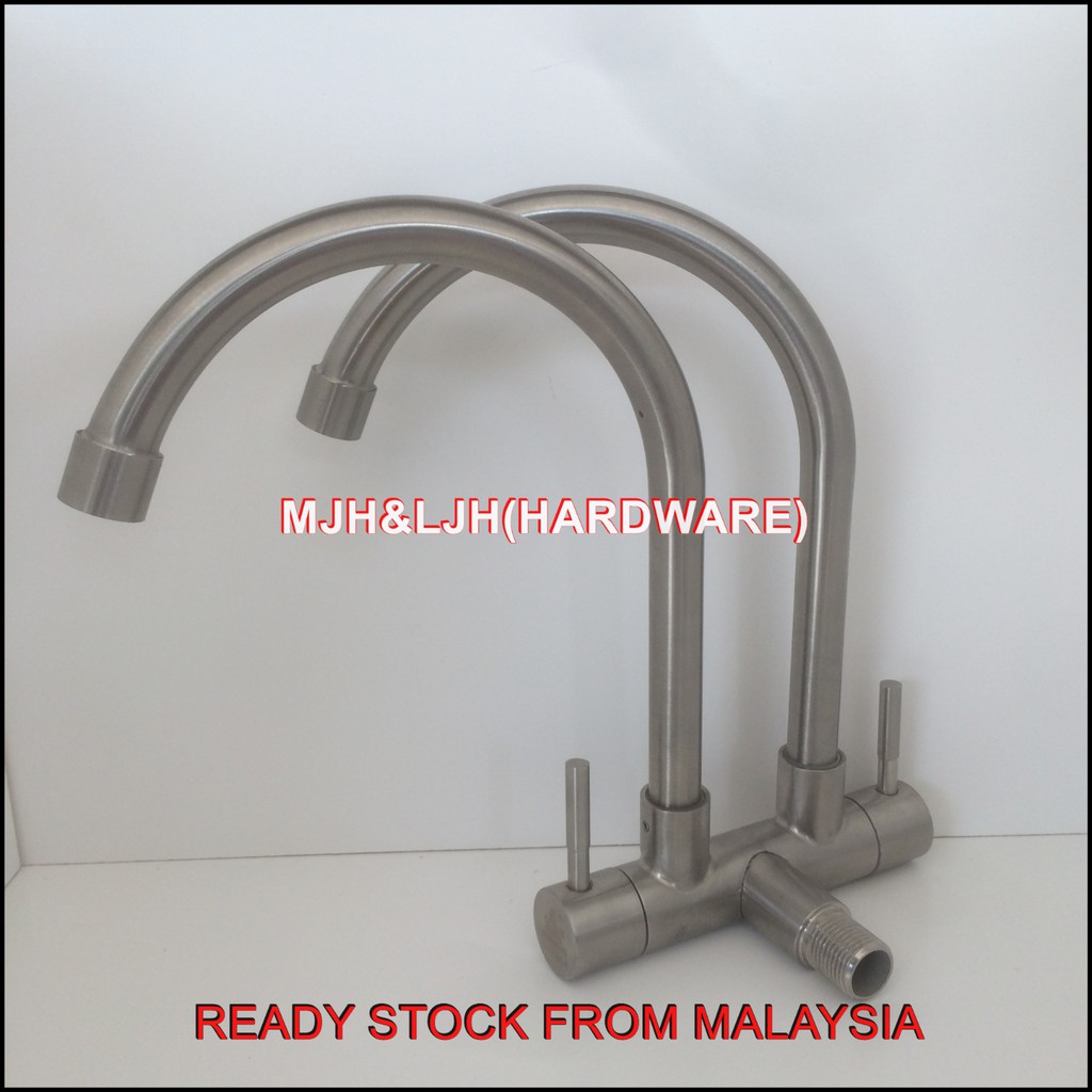 Stainless Steel Dua Kepala Paip Stainless Steel Kitchen Twin Wall Sink Tap Shopee Malaysia