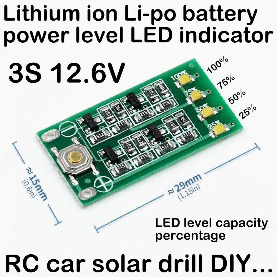 LED 2S 3S 4S 6S 18650 Lithium Li-ion Battery Percentage Capacity Level Indicator 