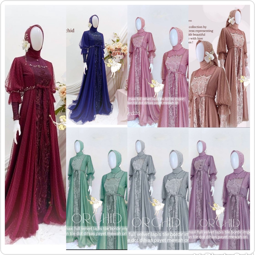Maxi Orchid DRESS / DRESS TILE MUTIARA Flower / Beautiful MAXI DRESS / Latest TILE BRUKAT GAMIS / MUSLIMAH Party DRESS / TULLE TULLE GAMIS / GAMIS TULLE Luxury Party