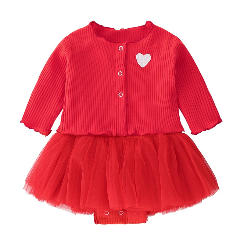 shopee: Cotton Kids Newborn Baby Girls Sweater Dress Outfits Sets Infant Girl Clothes (0:2:Color:Red;1:0:Size:3M)