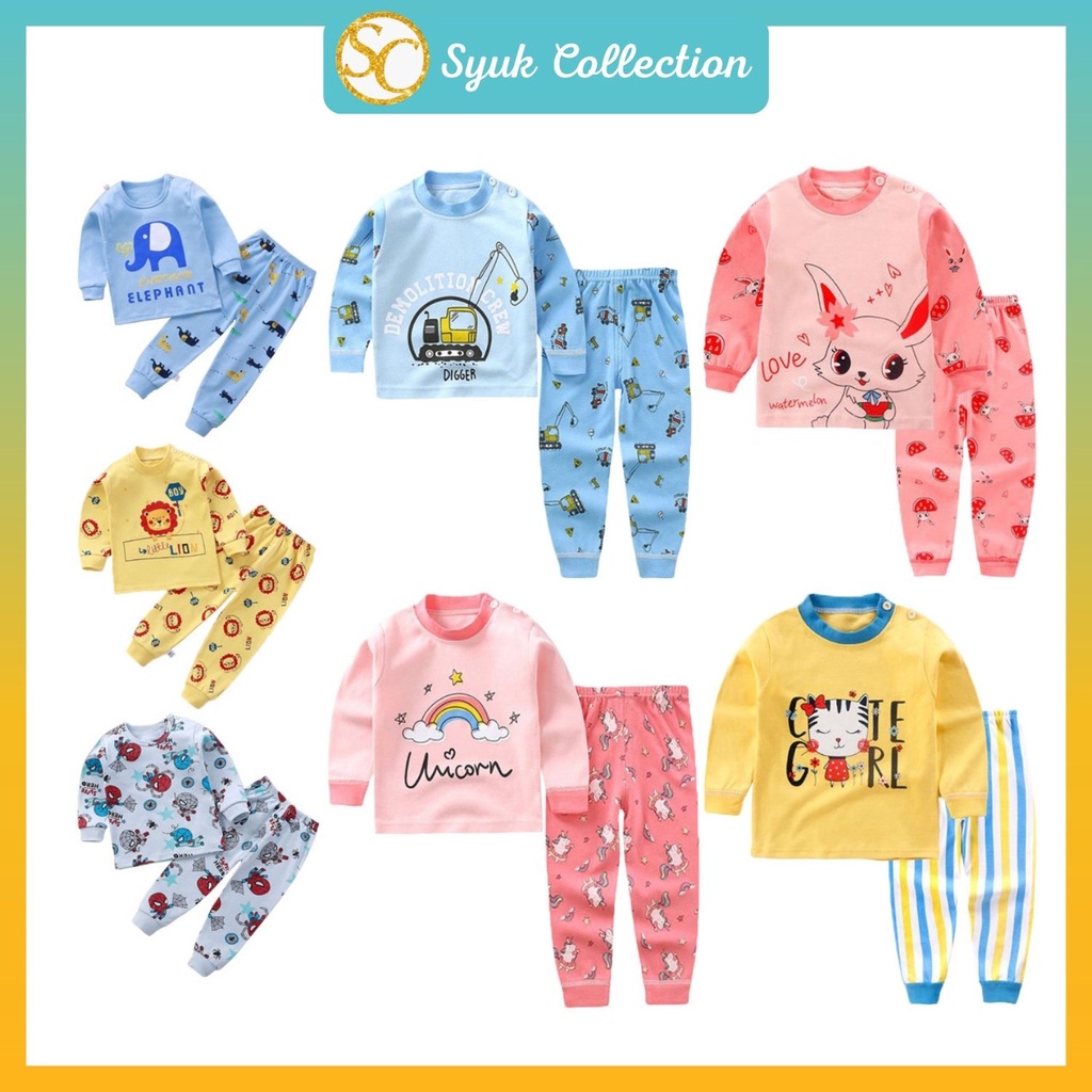 Set Baju Tidur Budak Kanak Lelaki Perempuan Cotton Baby Boy Girl Kids ...