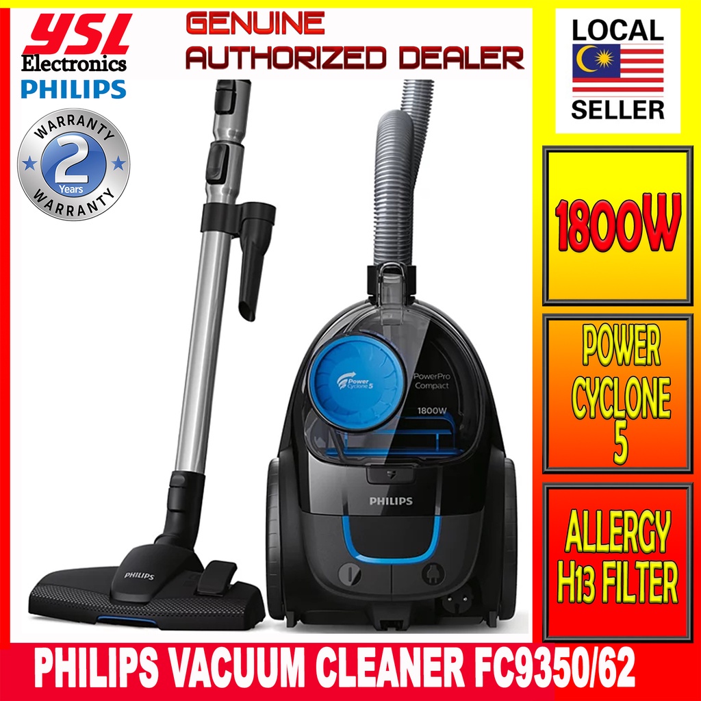 rekenkundig Seminarie Diversiteit Philips PowerPro Compact Bagless vacuum cleaner with PowerCyclone 5  Technology FC9350 ( FC9350/62 ) | Shopee Malaysia