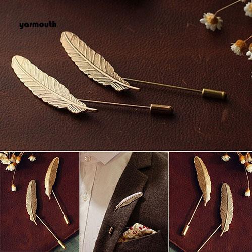 Yarmen Retro Golden Leaf Feather Brooch Pins Collar Suit Stick Breastpin Lapel Pin Shopee 