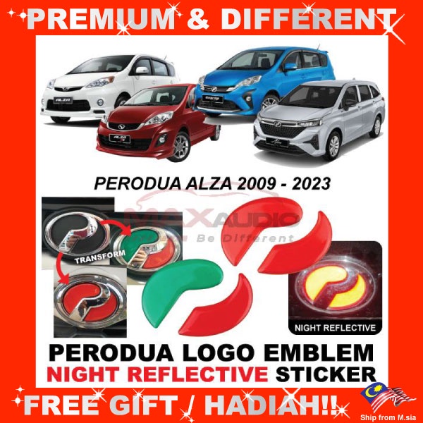 Car Logo Emblem Sticker PERODUA ALZA 2009 - 2023 Front Rear Steering ...