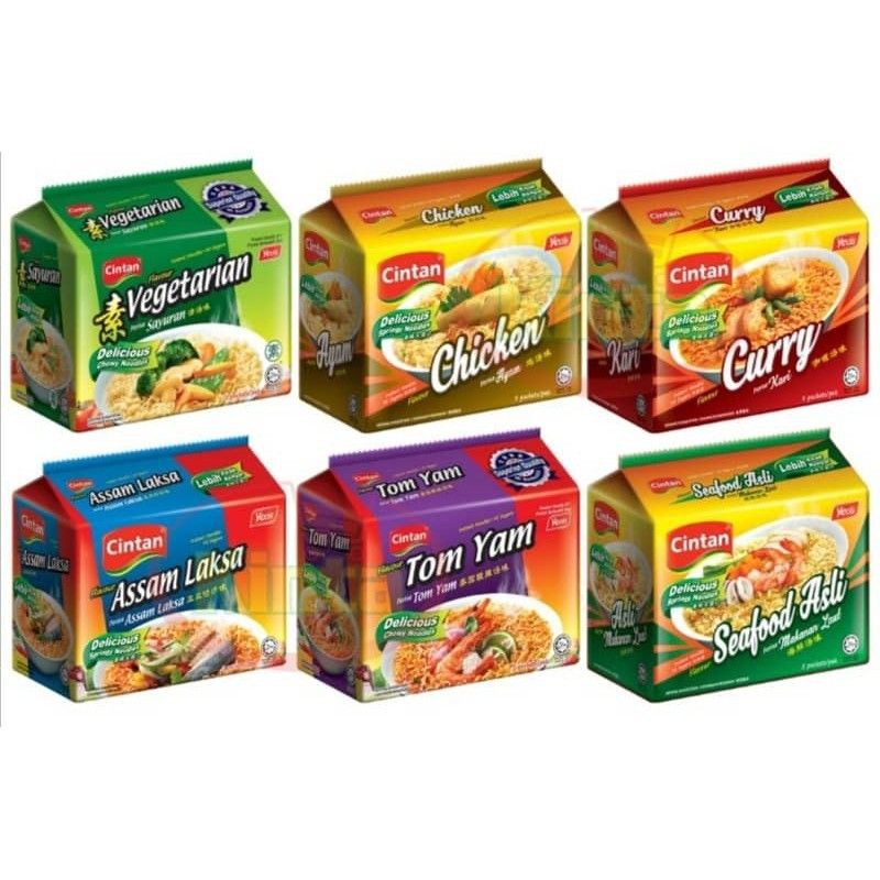 Cintan Instant Noodles Seafood Curry Chicken Tomyam Asam Laksa Vegetarian Shopee Malaysia