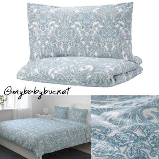 Ikea Quilt Cover And Pillowcases Paisley Pink Blue Grey