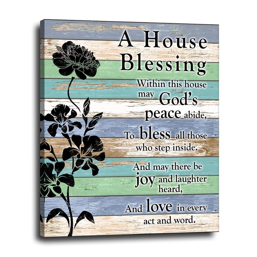 House Blessing Christian Bible Verse Canvas Wall Decor Religious Scripture Art for Bedroom Home or Church Decor Love in Every Act and Word Inspiratio...