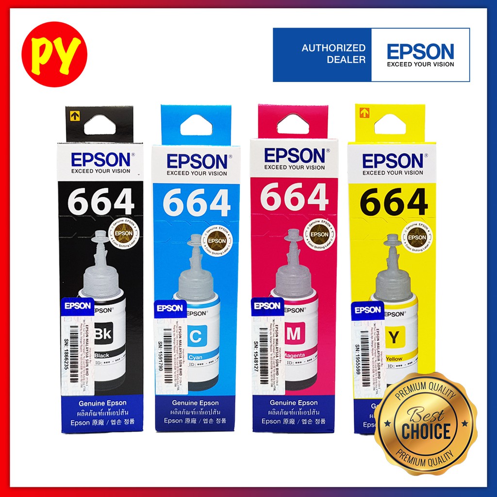 Epson 664 Original Ink Refill T6641 T6642 T6643 T6644 Epson L100 L110 L200 L210 L300 L355 4852