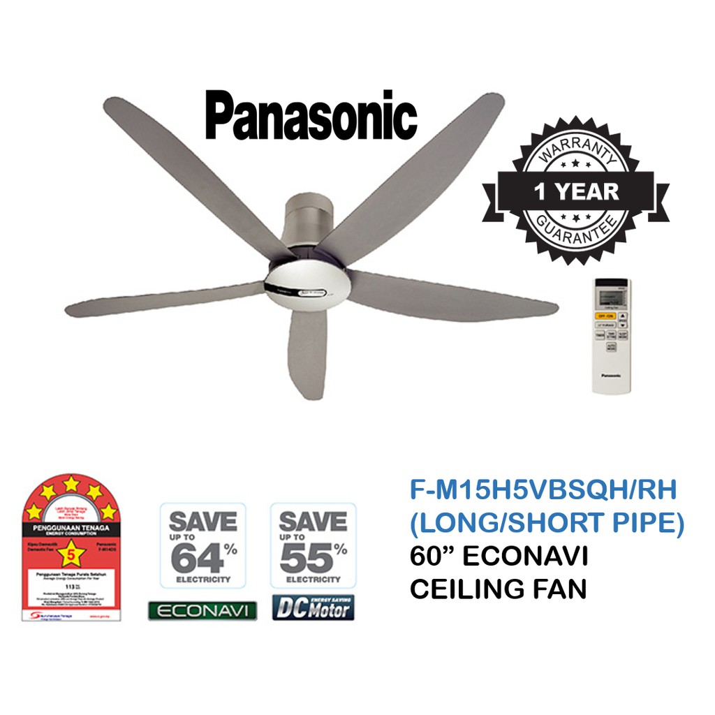 Panasonic Econavi 5 Blade Ceiling Fan 60 F M15h5vbsqh Srh