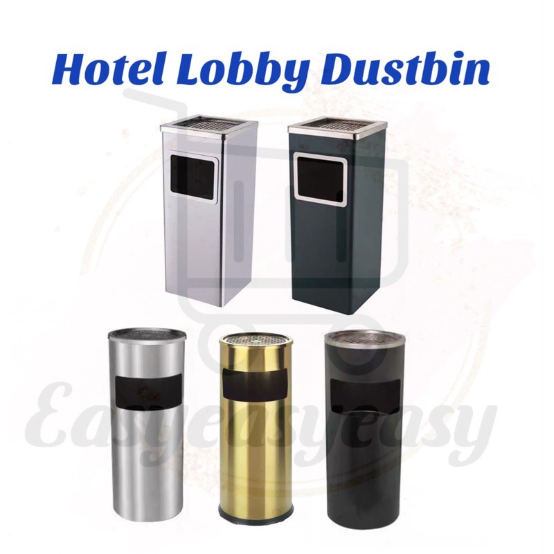 Round Rectangular Stainless Steel Dustbin Hotel Room Trash Bin with Inner Ashtray Outdoor