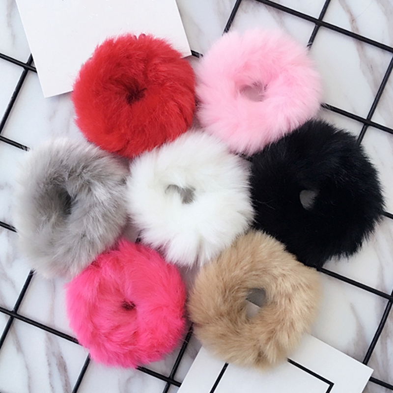 Faux Fur Rubber Elastic Ring Rope Fluffy Tie Hair Accessories