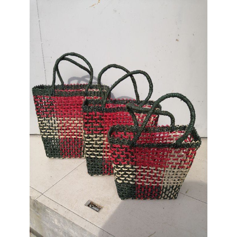 High Quality 3 In 1 Set Bag Raga Jut Bag Rattan Bag