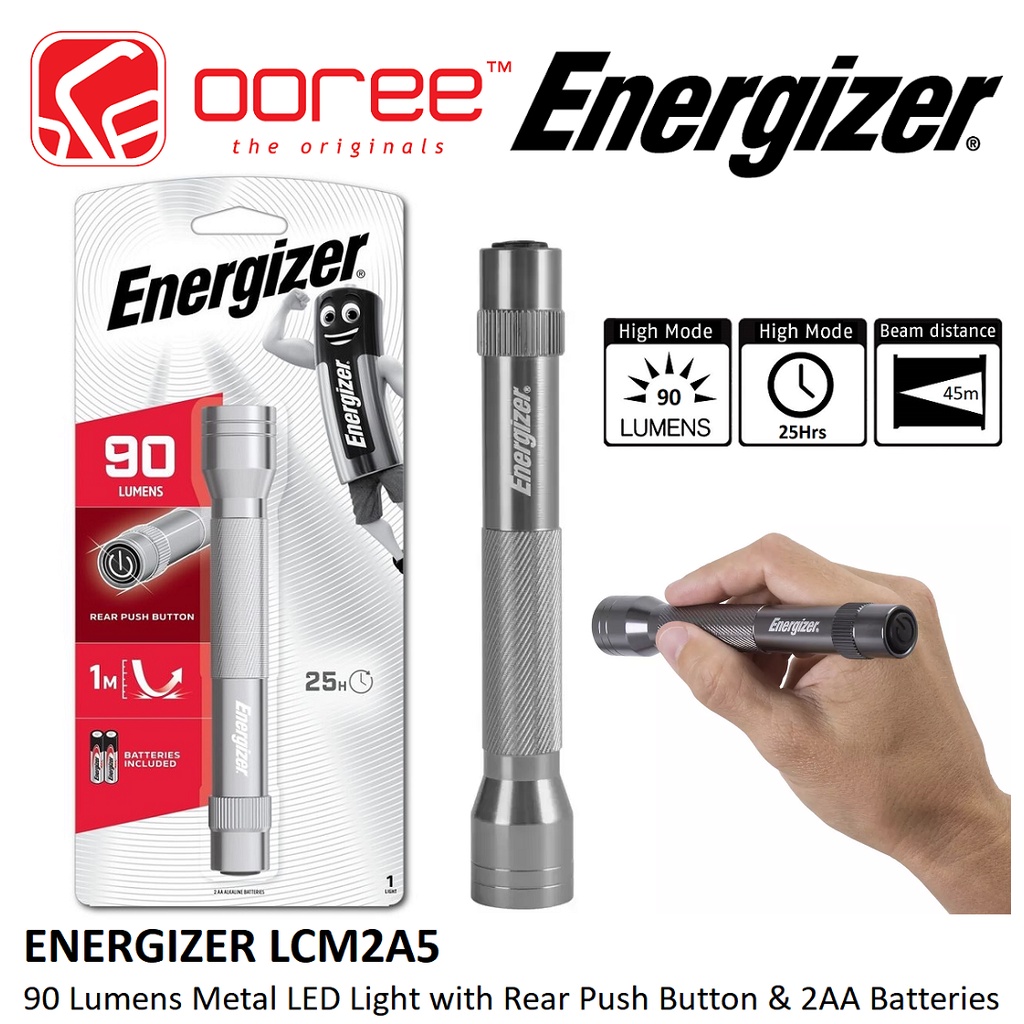 ENERGIZER LCM2A5 / LCM2AA 90 LUMENS METAL LED LIGHT TORCHLIGHT