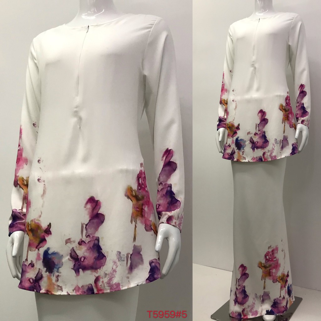 Nayla Z Baju  Kurung Floral Design  Long sleeve Lengan  