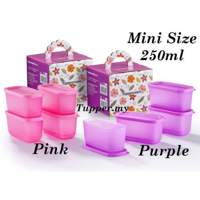 *Mini Size*Tupperware Sweet Trinkets Gift Set Mini Cubix Half Square Round 250ml Purple(4pcs)
