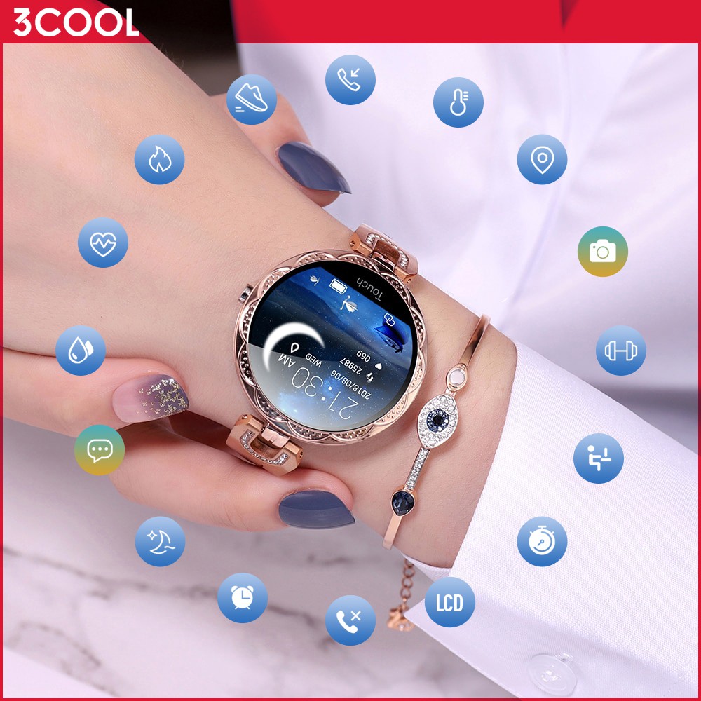 Ready Stock 100%Official Genuine AK15 Bluetooth Smart Ladies Watch Waterproof Blood Pressure Monitoring Fitness Tracking