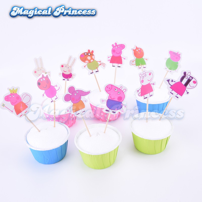 Peppa Pig Cup Cake Toppers George Suzi Zoe Candy Cat Birthday