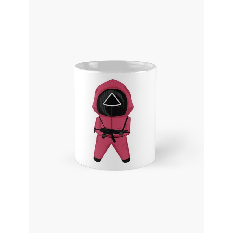 Squid Game Triangle Pink Soldier Chibi Mascot Fanart Netflix Korea Kdrama Cup Merchandise Printed Gift Mug