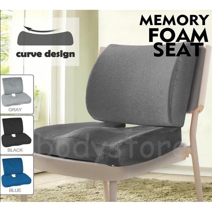 Ready Stock Memory Foam Seat Cushion Lumbar Back Support Orthoped
