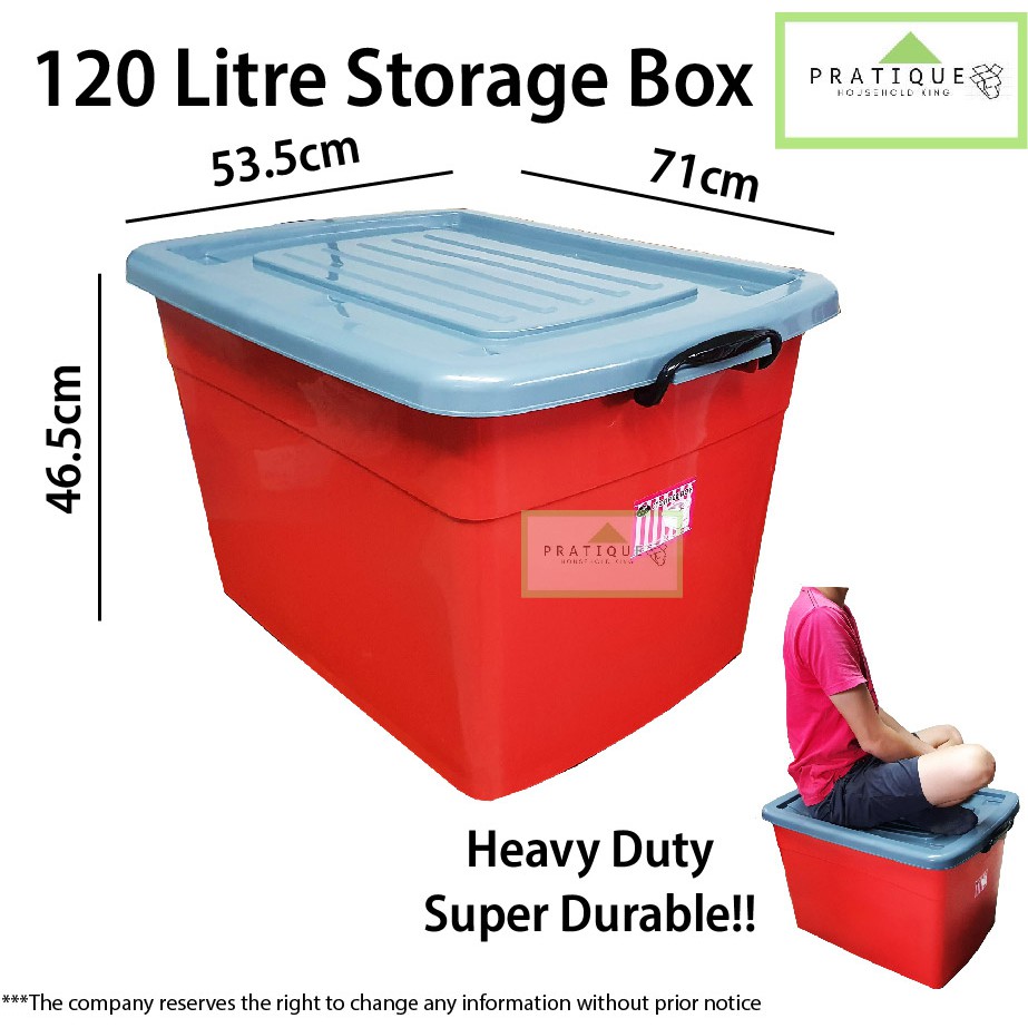 120L Red/Blue Storage Box With Wheels/Bekas Simpanan Dengan Roda/Heavy